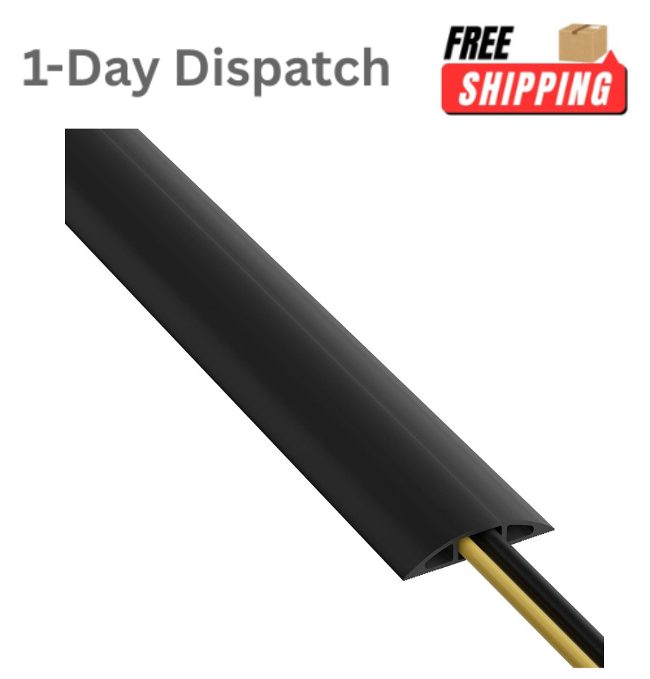 D-Line 6ft Floor Cord Cover Heavy Duty Black Cable Protector