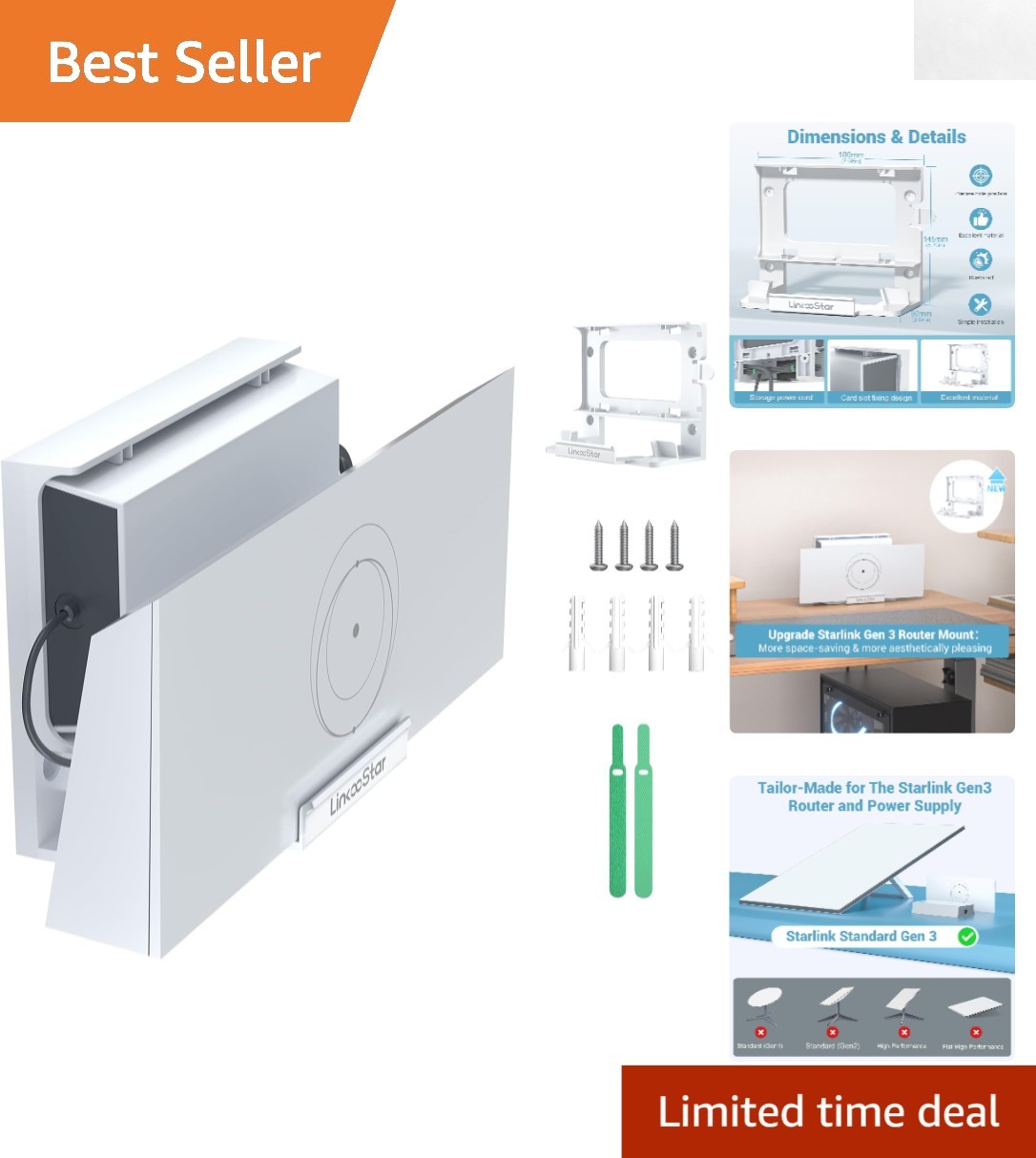 Starlink Gen 3/4X Mount: Secure Wall-Mounting with Enhanced Cable Management