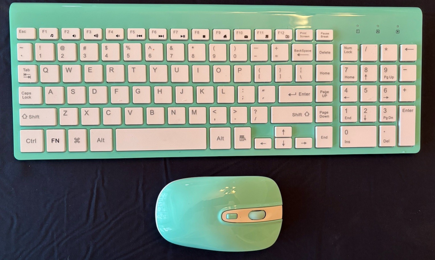 NIB Cimetech Keyboard & Mouse Turquoise 2.4 Wireless Model #KF10 Computer Keys
