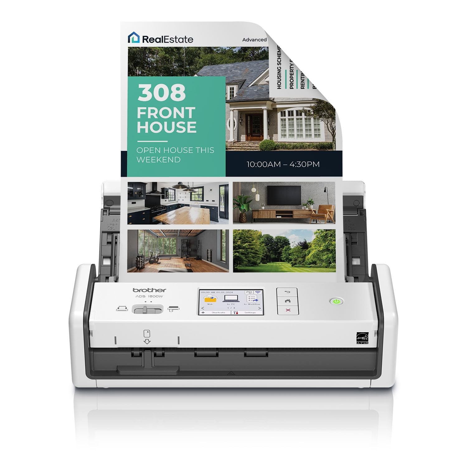 Scanner Wireless Compact Desktop Brother ADS-1800W 30ppm 2.8 Touchscreen Speeds