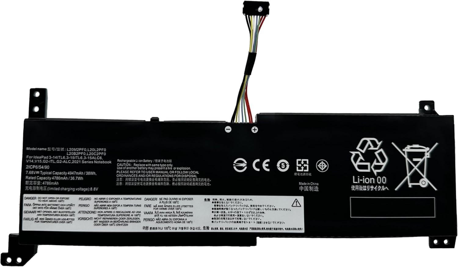 New 38Wh Battery For Lenovo Ideapad 3 14ITL6 14ALC6 15ADA6 15ITL6 15IAU7 17ABA7