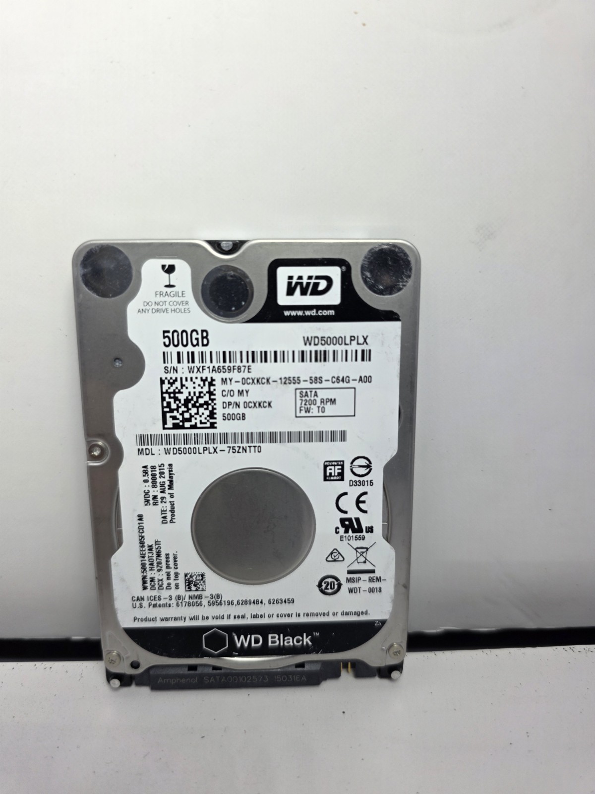 WD Black 500Gb 2.5" HDD WD5000LPLX-08 00FC425 6.0Gbps 7200rpm Hard Drive