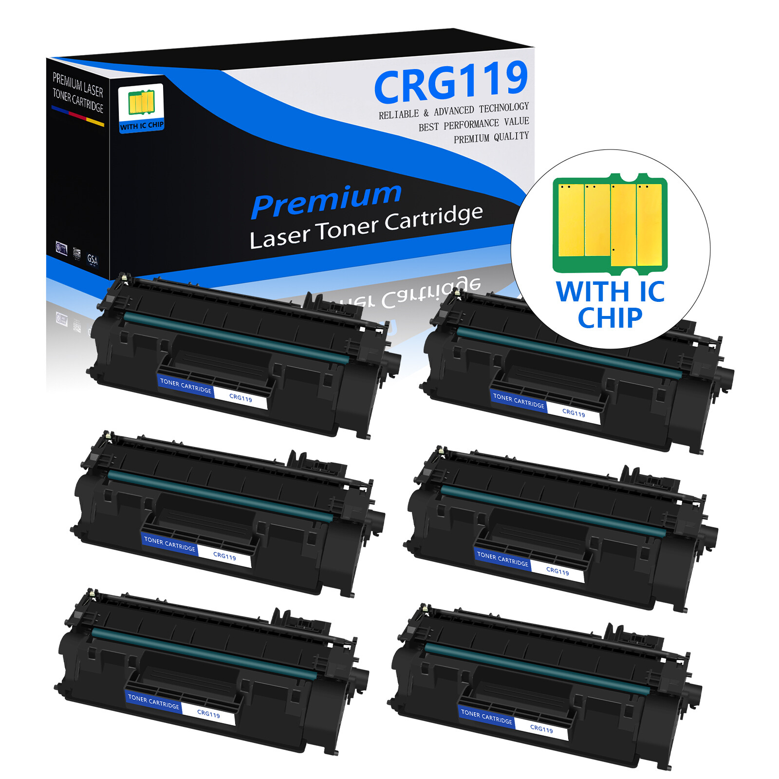 6 PACK CRG119 C119 Toner Cartridge for Canon i-SENSYS LBP6300dn LBP6310dn 6680X