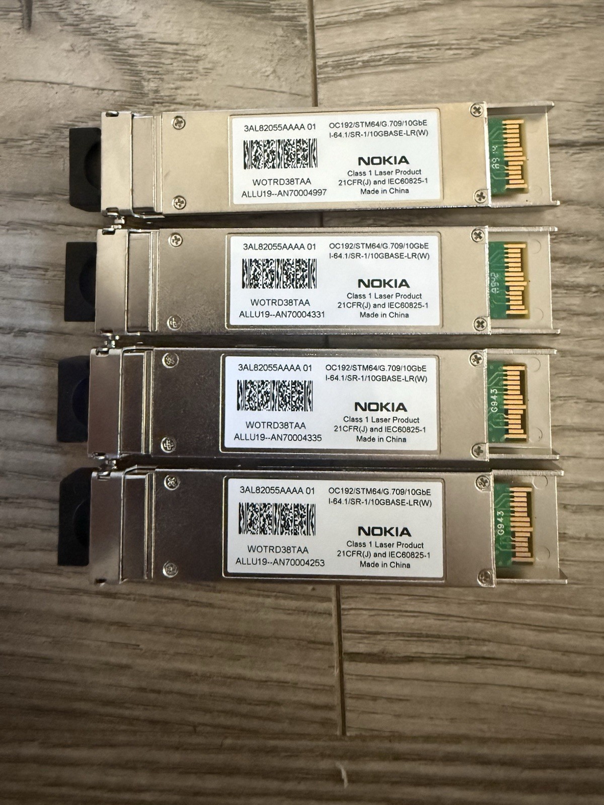 Lot of 4 Nokia Alcatel-Lucent 3AL82055AAAA10GbE I-64.1/SR-1 1310nm LRTransceiver