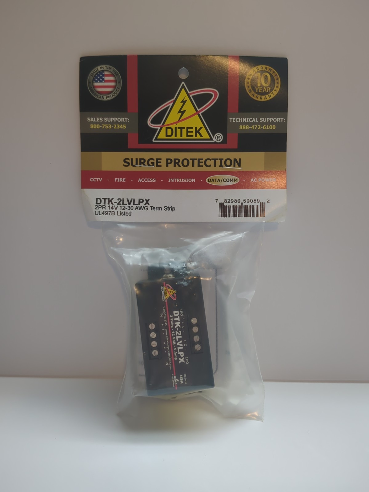 NEW - DITEK DTK-2LVLPX, 2PR 14V Surge Protection, 12-30 AWG Term DTK-LVLP Series