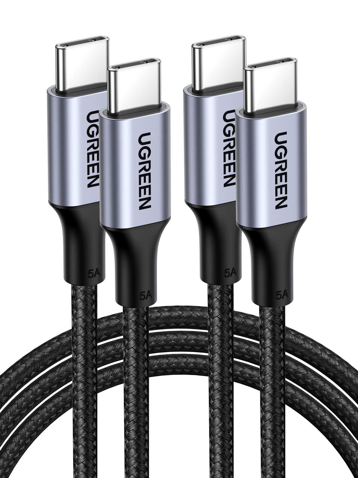 UGREEN 100W USB C to USB C Cable 2-Pack 1.6ft Black Fast Charging PD3.0 QC3.0