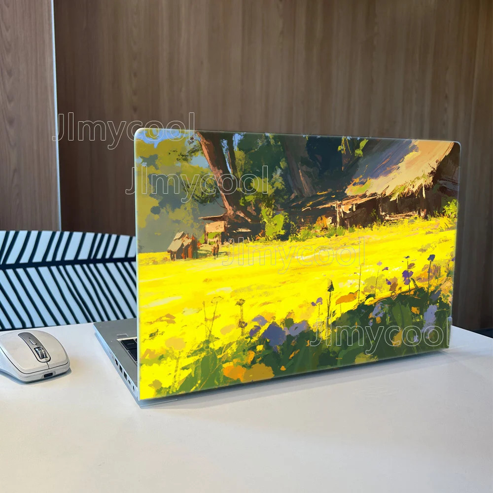 2PCS Yellow Flower Sea Farm Small House Laptop Sticker Self-adhesive Case for HP