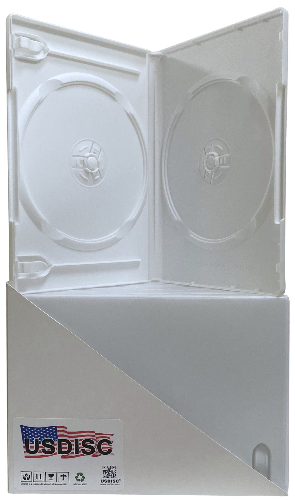 USDISC DVD Cases Standard 14mm Premium, Double 2 Disc (White) Lot