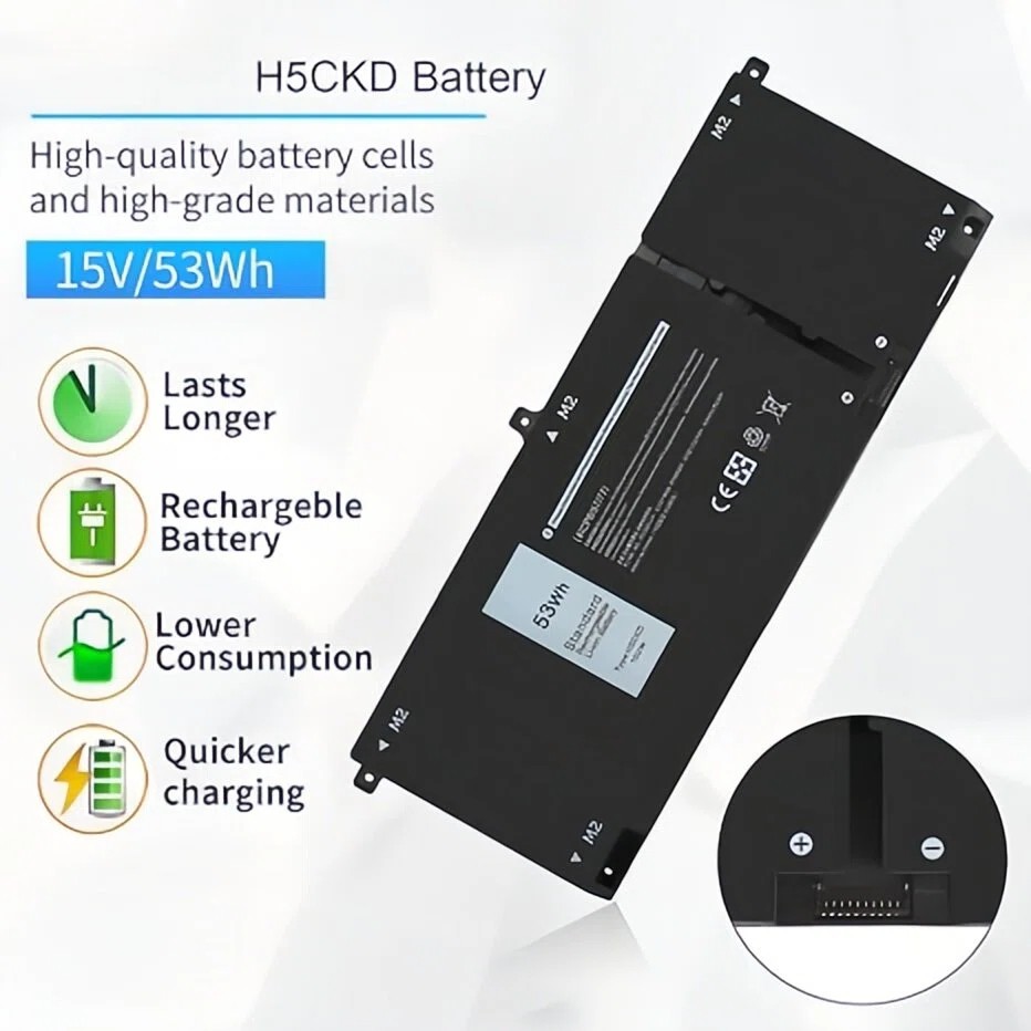 H5CKD Laptop Battery 53Wh for Dell Inspiron 5406 7405 7306 7506 2-in-1 Series US
