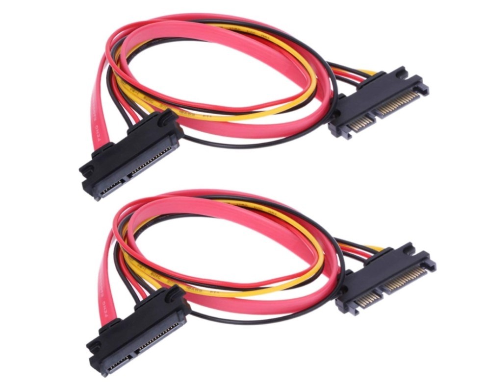 2-pcs SAS 29 Pin to SATA 22Pin Hard Disk Drive Raid Extension Cable with 15pin