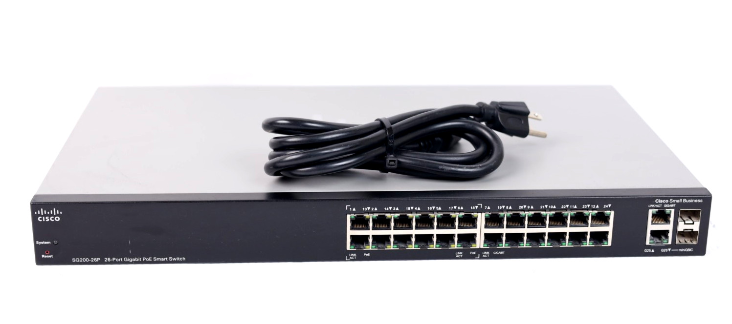 Cisco SG200-26P Gigabit Ethernet Smart Switch, 26 10/100/1000 Ports, PoE w922