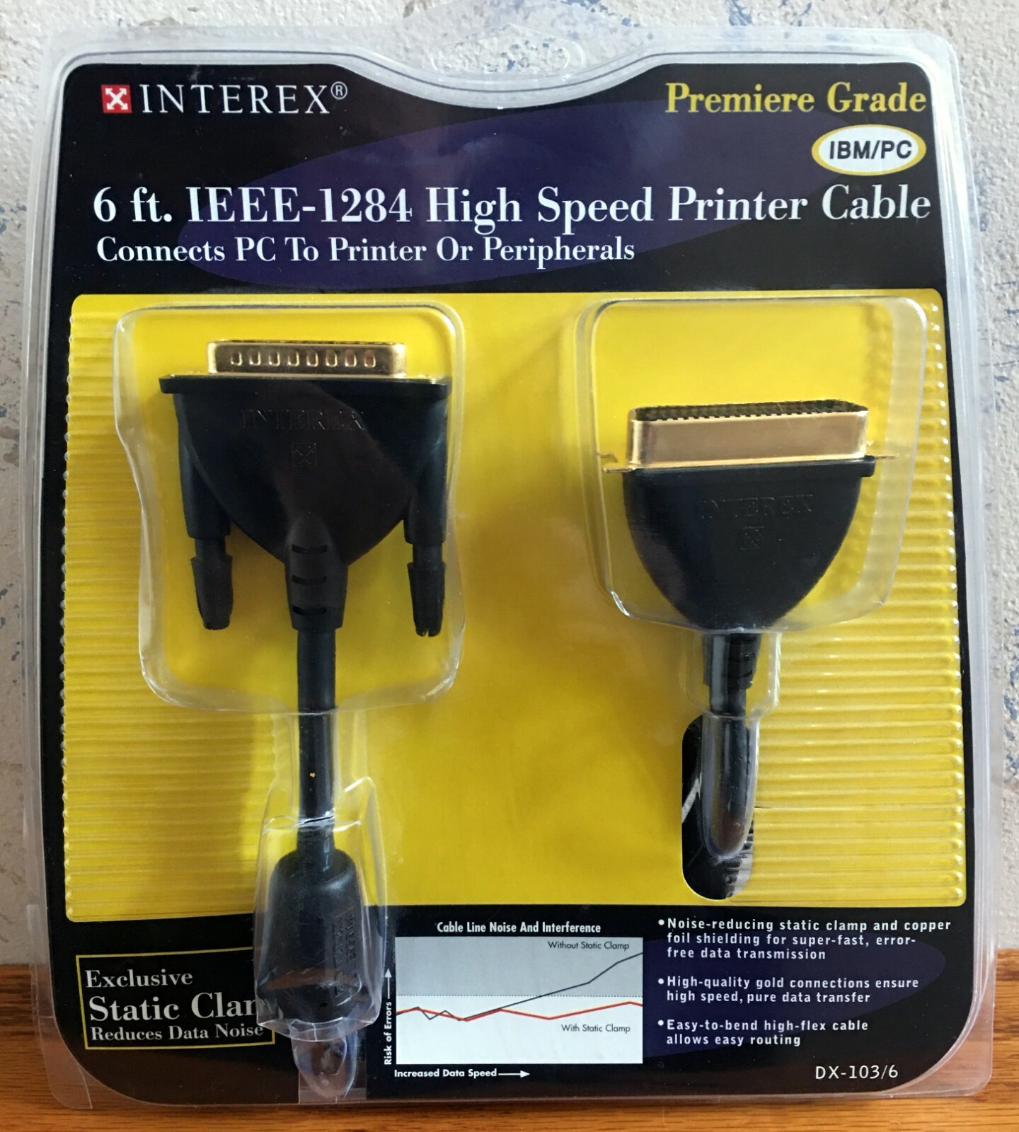 Interex DX-103/6 IEEE-1284 High Speed Printer Cable Gold Connector IBM PC 6' NEW