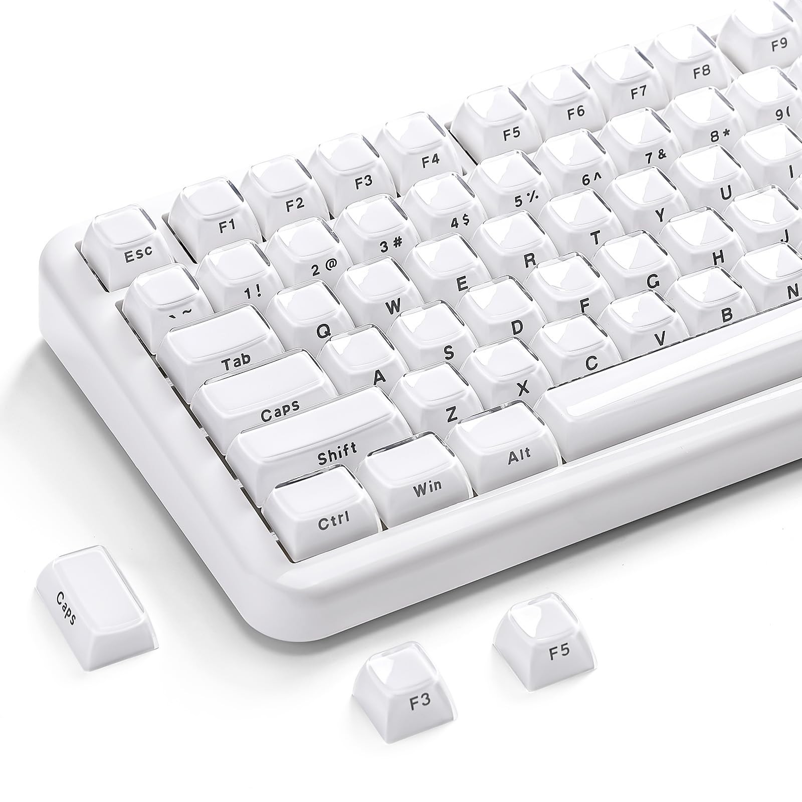 113 Keys Jelly PBT Keycap Set Custom Laser Etching OEM Profile White Fits MX