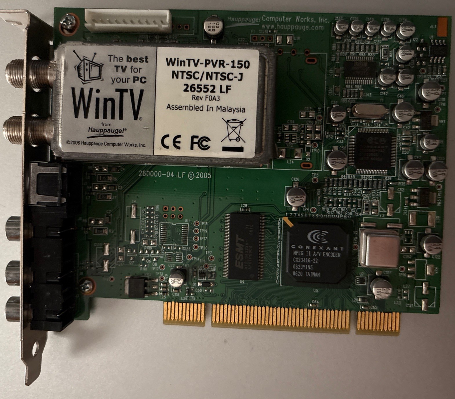 Hauppauge WinTV-PVR-150 NTSC NTSC-J 26552 LF TV Tuner PCI  5188-4202 Rev F0A3