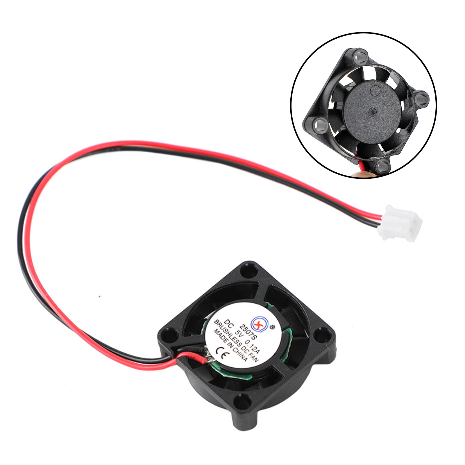 1x Brushless DC Cooling Blower Fan 5V 0.12A 2507S 25x25x7mm Sleeve 2 Pin Wire UE