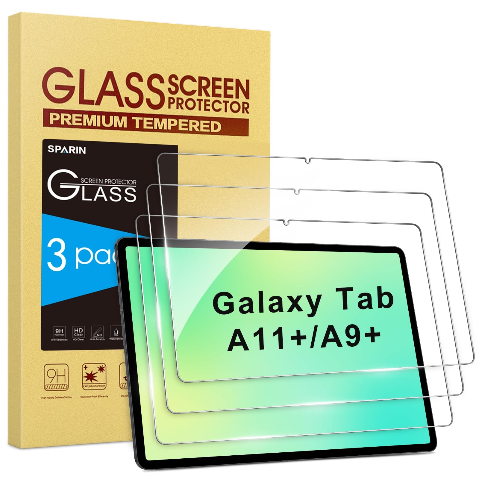 SPARIN 3 Pack Screen Protector Tab A11+/A9+ 11" Tempered Glass