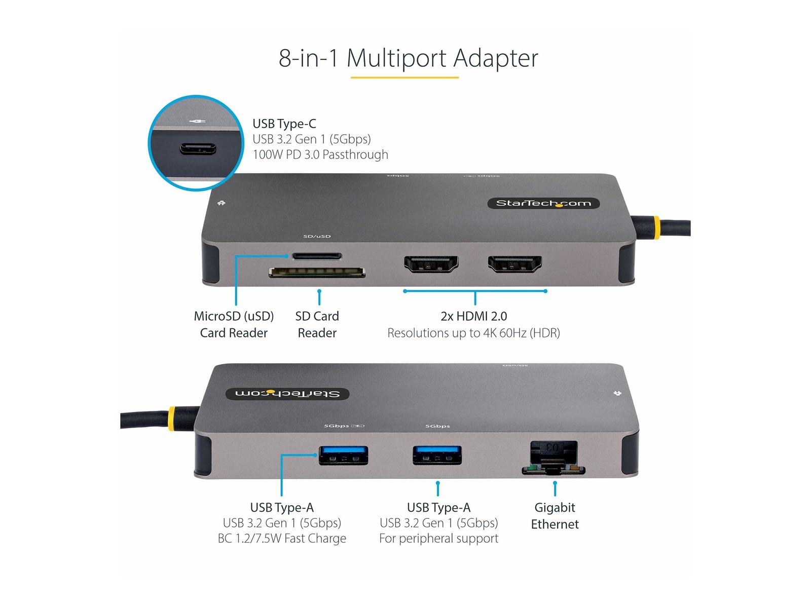 StarTechcom USB C Multiport Adapter Dual 4K HDMI PD 120B-USBC-MULTIPORT