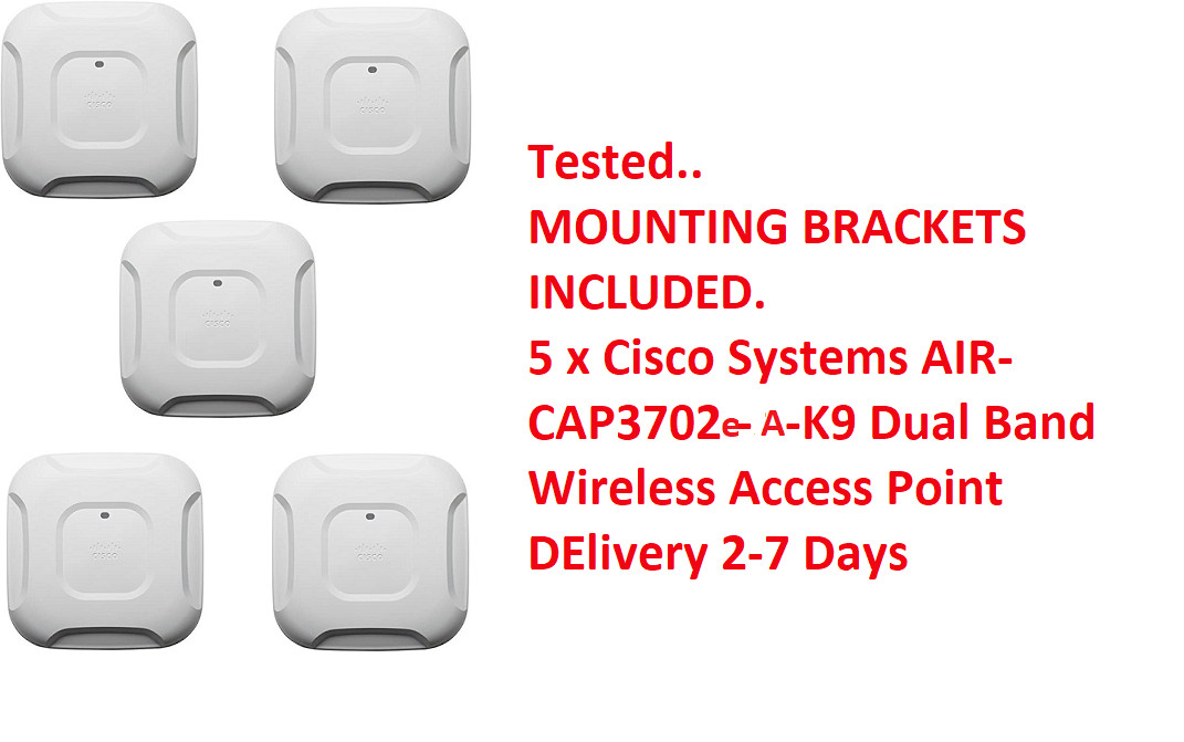 Lot of 5x Cisco AIR-CAP3702E-A-K9 Dual Band Wireless Access Point with Brackets
