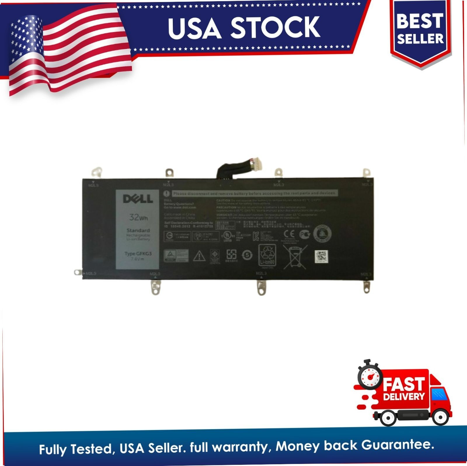 Dell Venue 10 Pro 5056 Genuine Tablet Battery 32Wh 2-Cell WH96V 0WH96V GFKG3 OEM