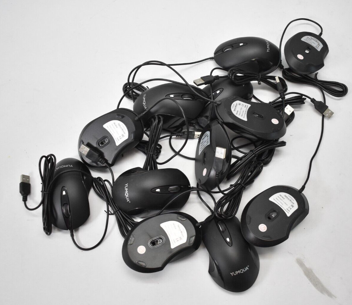 Lot of 12 Yumqua USB Wired Mouse Mice Office Home Black For Computer SB189-E