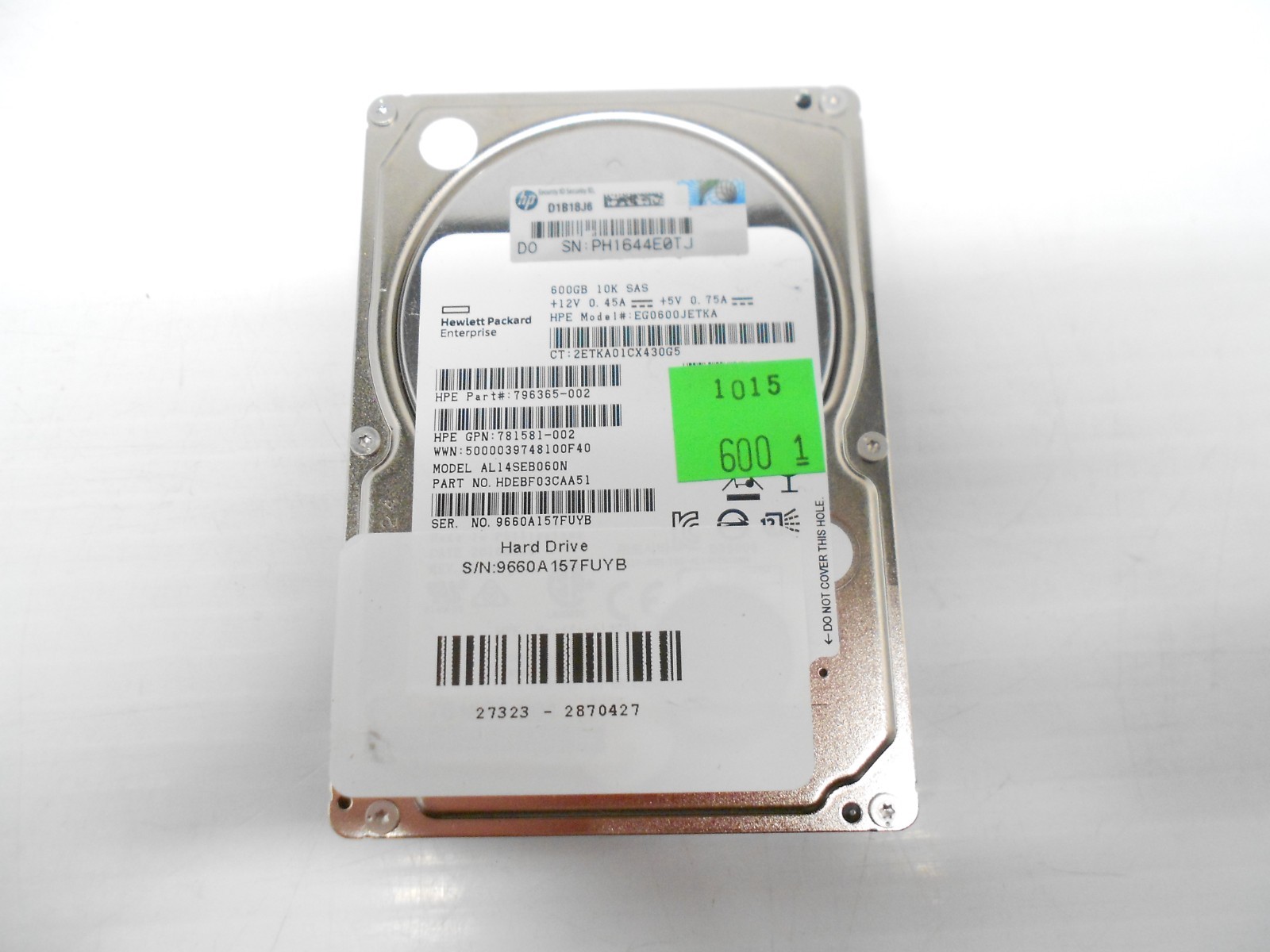 HP 796365-002 Toshiba 600GB 10K 2.5" 12G SAS Server Hard Drive AL14SEB060N