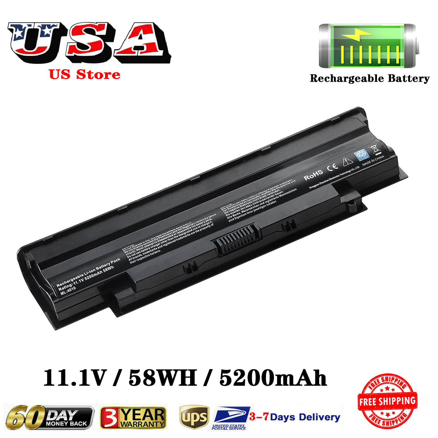 Battery For Dell Inspiron DELL Inspiron 17R N7010 N7110 N7010D JXFRP P10S