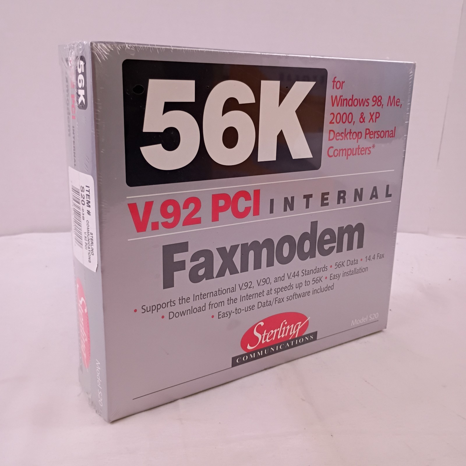Sterling Communications 56K V.92 PCI Internal Faxmodem Model S20 New and Sealed