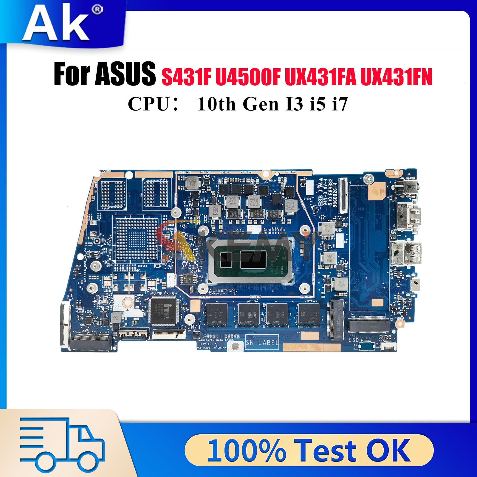 UX431FA Motherboard For ASUS UX431FN U4500F S4500F S431F X431F Mainboard W/CPU