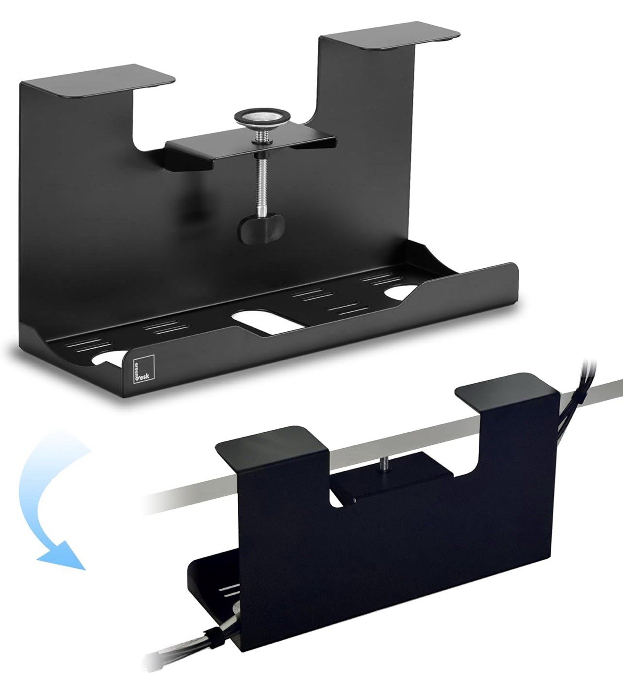 Clamp-On Steel Cable Management Tray Under Desk Heavy-Duty Wire Organization