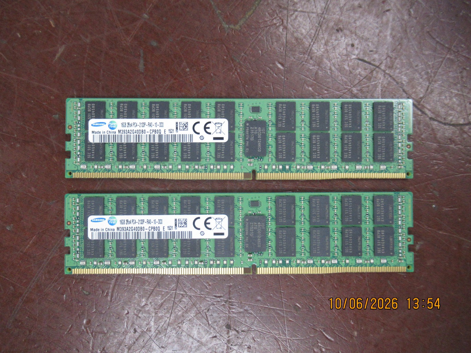 Lot of 2 SAMSUNG 16GB 2RX4 PC4-2133P M393A2G40DB0-CPB0Q Memory Ram