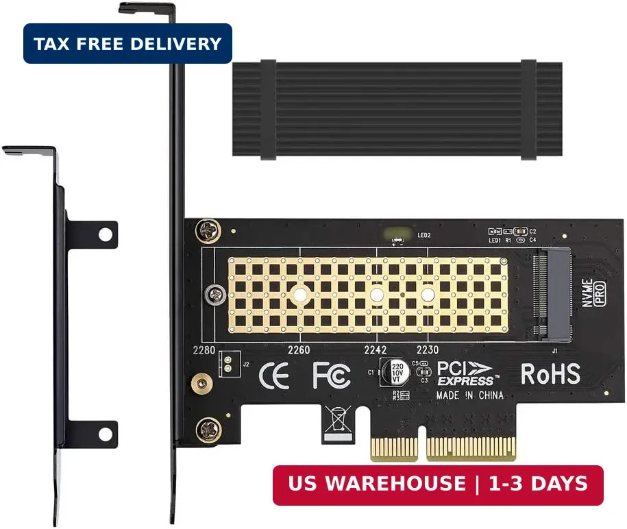 M.2 NVME to PCIe 3.0 x4 Adapter with Aluminum Heatsink Solution