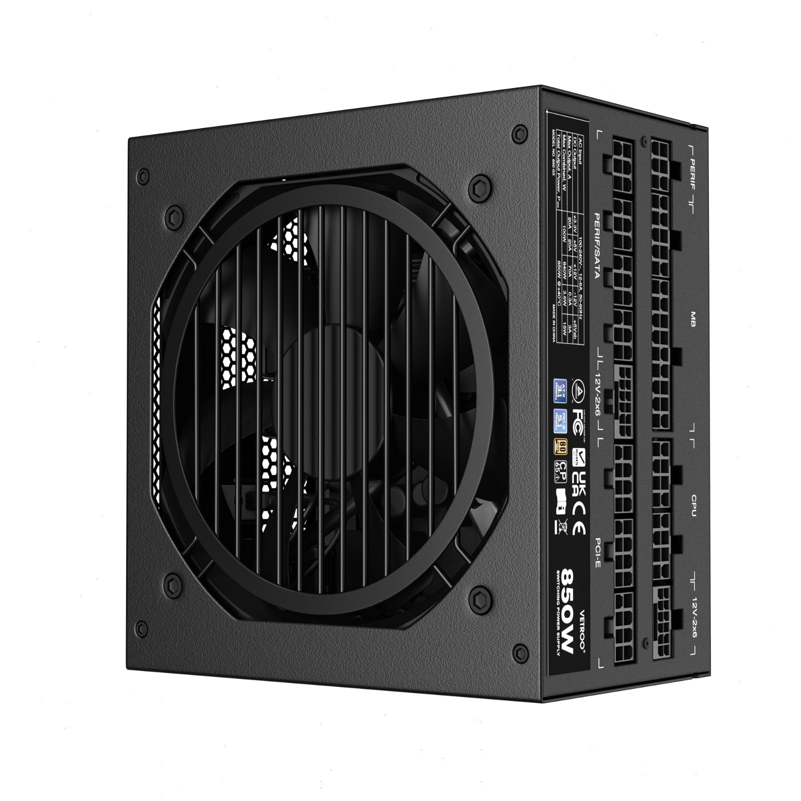 Vetroo 850W Power Supply Dual PCIe 5.1 ATX 3.1 Ready 80+ Gold Full Modular PSU