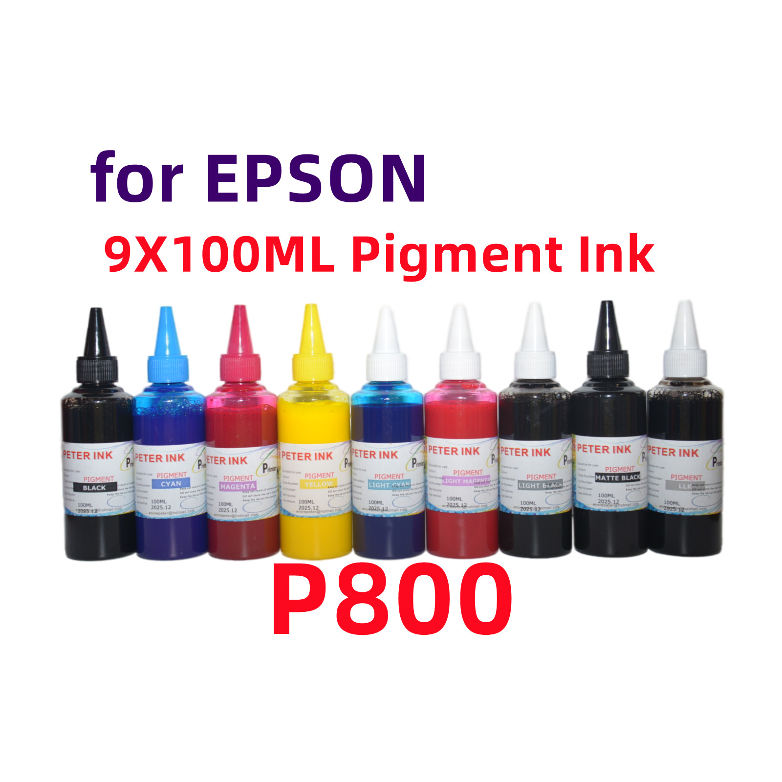 9X100ML Premium Pigment refill ink for SureColor SC P800 Printer T850