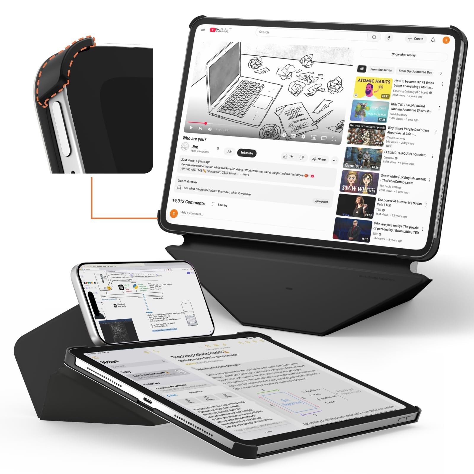 MOFT Dynamic Folio Case for iPad Pro 12.9" Jet Black Magnetic Stand
