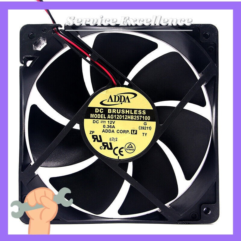 One ADDA AG12012HB257100 12V 0.36A 2-Pin Double Ball Cooling Fan Fast Shipping