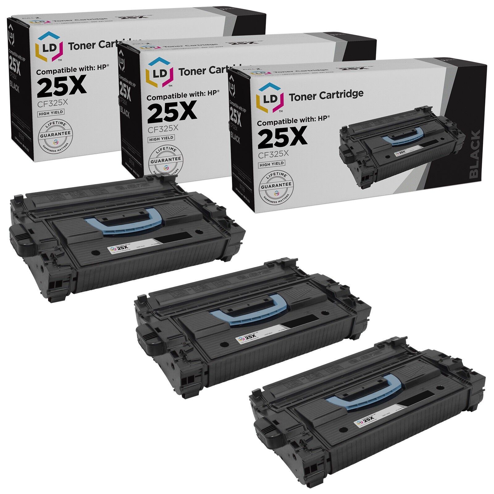 LD Replacement for 3pk 25X CF325X HY Black Toner for HP flow M830zMFP M806 M806X