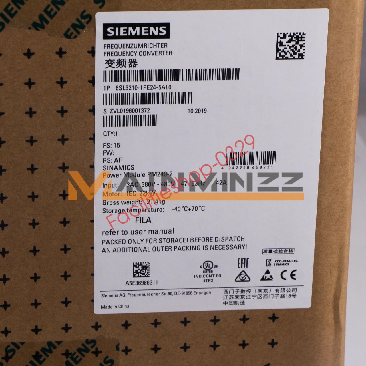 ONE SIEMENS FREQUENCY CONVERTER 6SL3210-1PE24-5AL0 6SL3 210-1PE24-5AL0 NEW