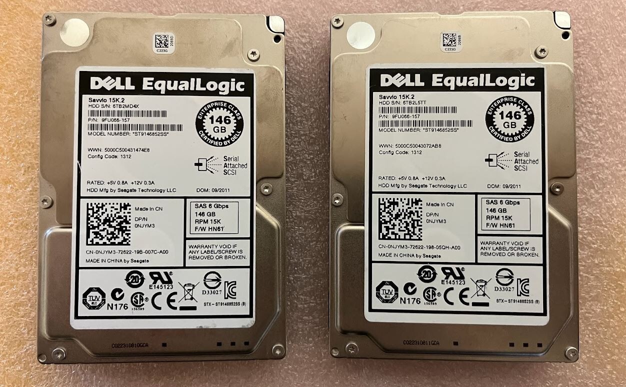 Lot 2 - Dell 0NJYM3 146GB 15K SAS 2.5 6G HDD EP+ Hard Disc Drive *No Tray