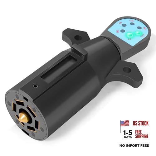 7 Pin Trailer Plug Tester, 7 Way Wiring Tester for RV, Round Trailer Light