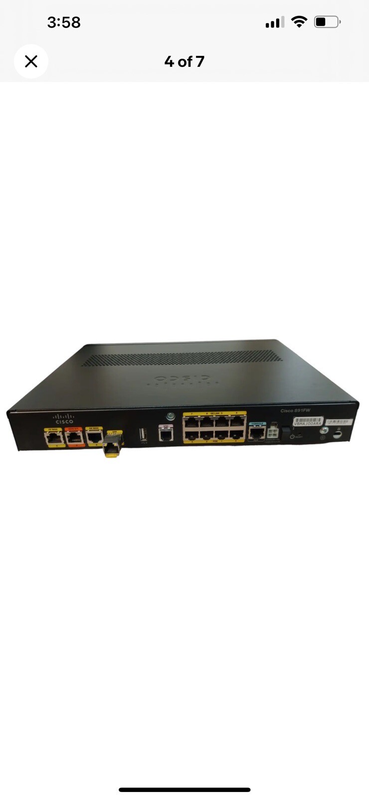 Cisco C891FW-A-K9 V01 800 Series Integrated Services Router with Power Cord