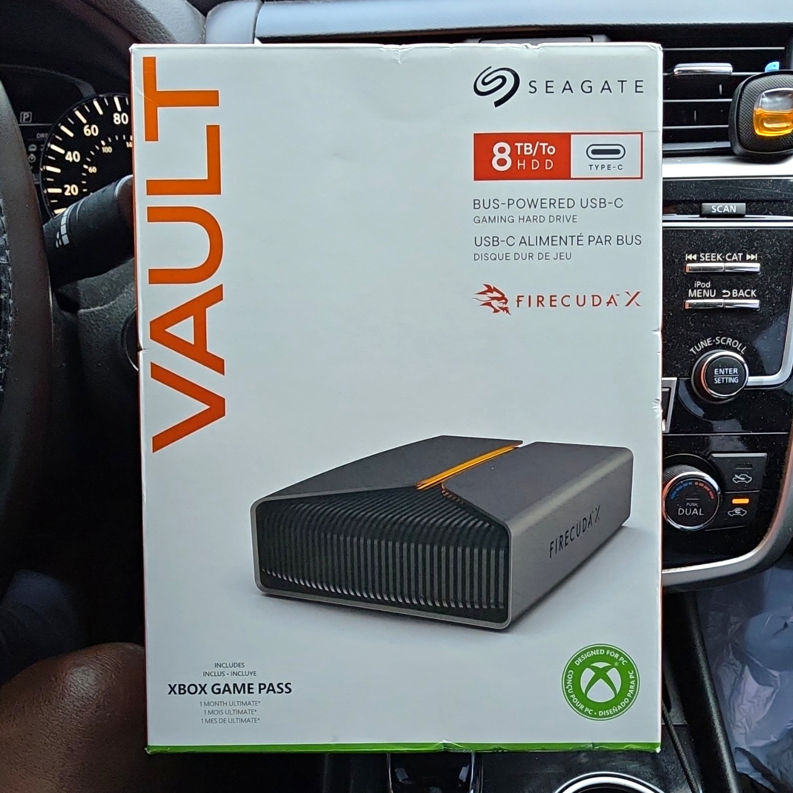 Seagate FireCuda X Vault 8TB USB-C Bus-Powered External HDD RGB Black