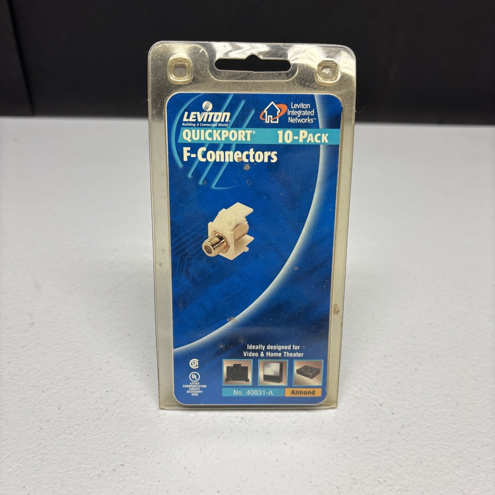 10pk Leviton Almond Blue Center Quickport Gold Coax Cable Connector Jack 40831-A