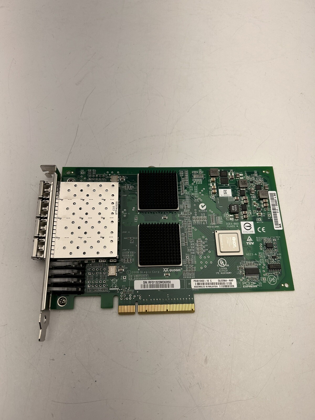 QLE2564 Qlogic 4 Port 8G PCI-E 2.0 FC PX4810402-10 w/ 4 Transceivers