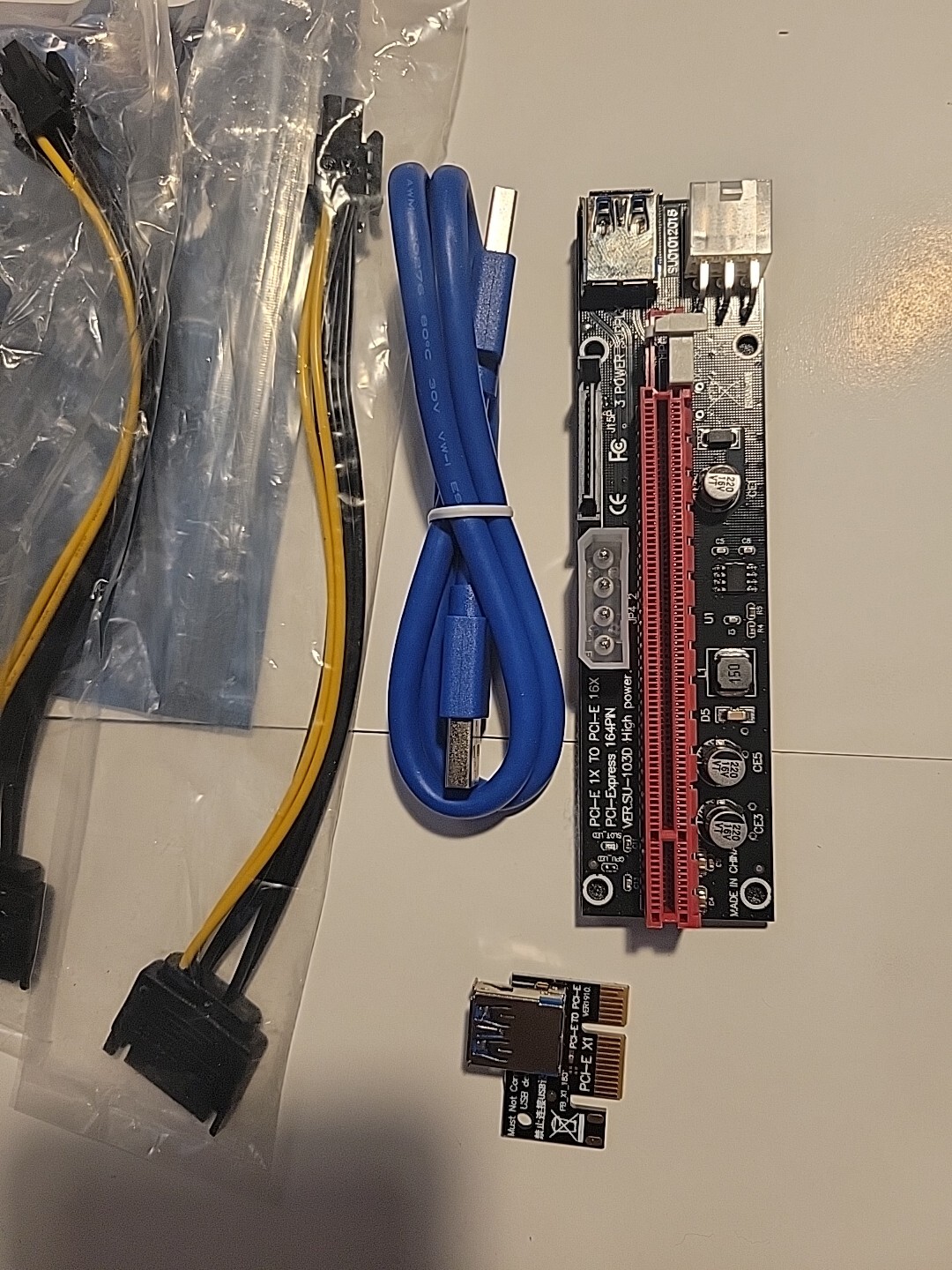 Ubit 6 Pack Latest PCI-E Riser Adapter Card + 60cm USB 3.0 Cable - 6 cards total