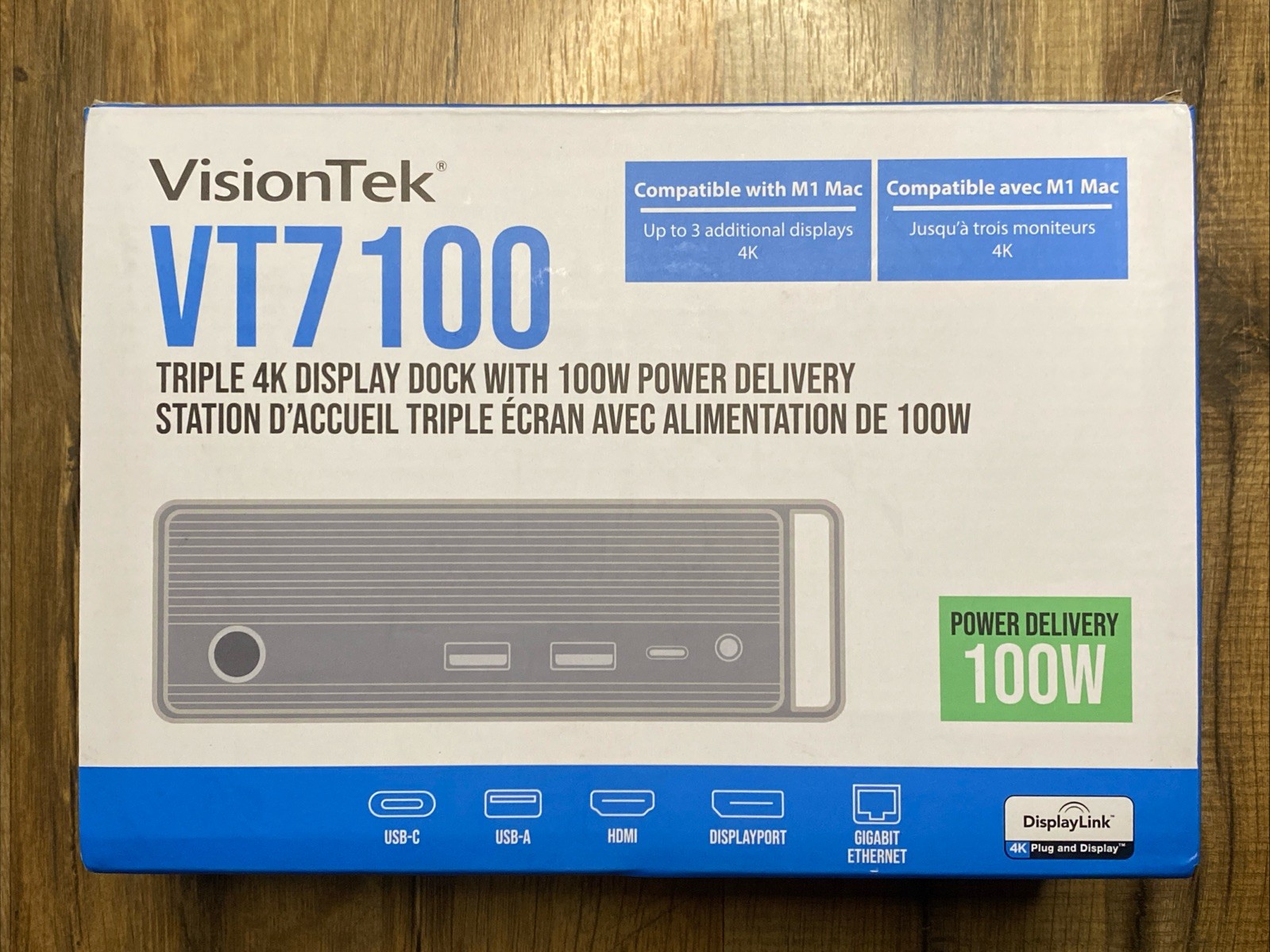 VisionTek VT7100 Triple 4K Display Docking Station w 100W Power - Gray (901499)