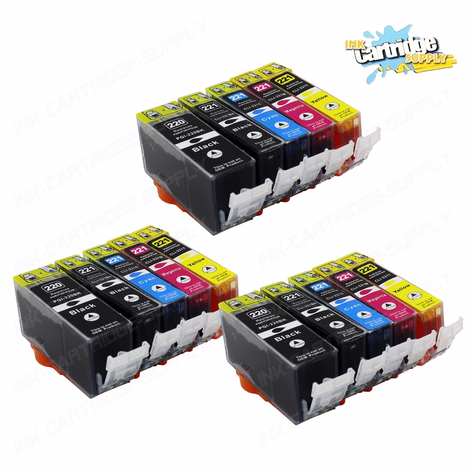 15Pack PGI-220 CLI-221 Ink for Canon Pixma MX860 MX870 MP560 MP620 iP3600 iP4600