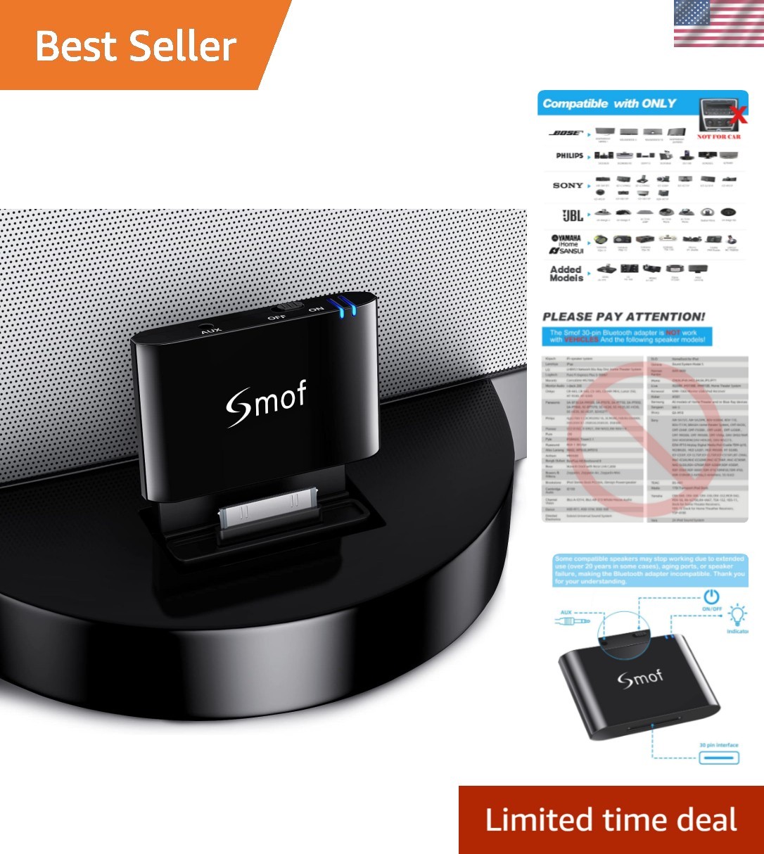 Transform Your Wired Dock with 30 Pin Bluetooth Adapter - Wireless Audio Freedom