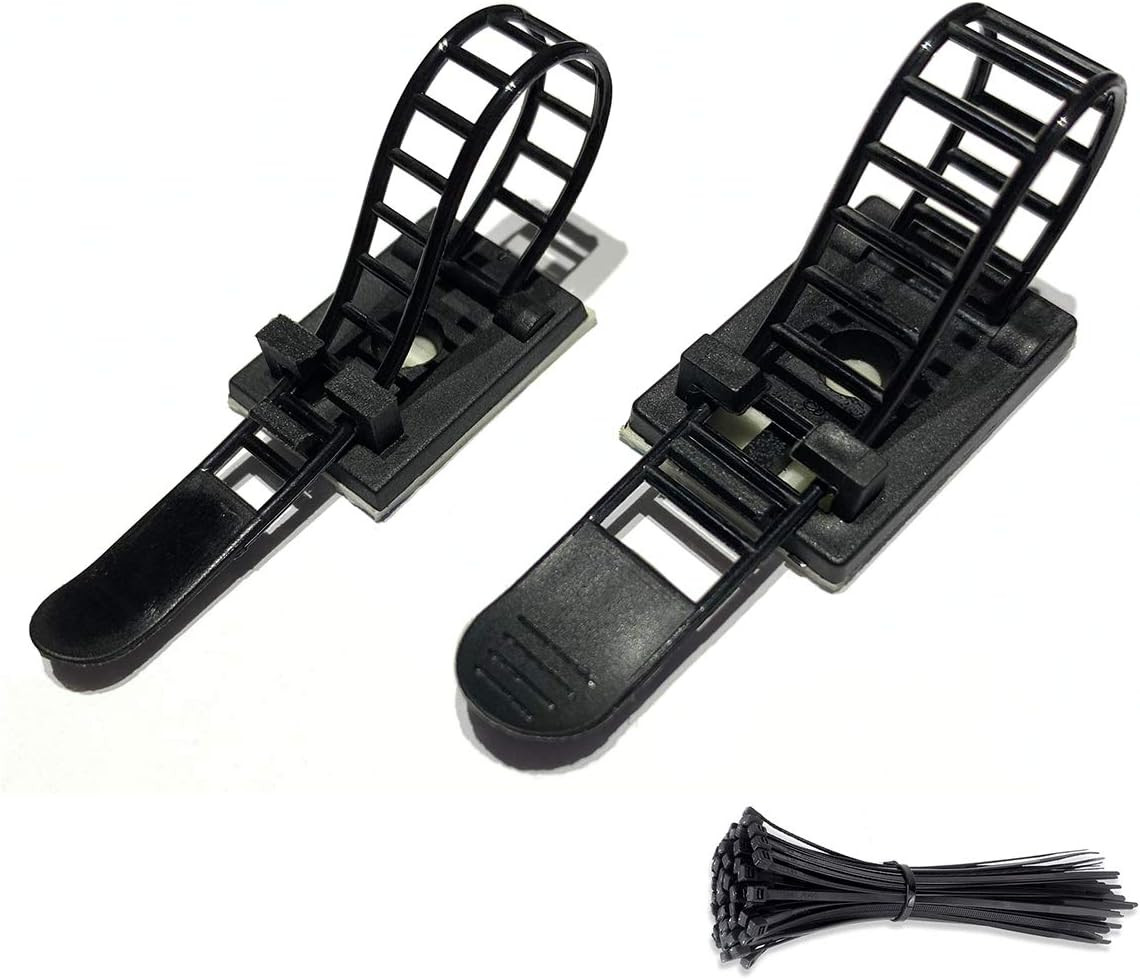 50Pcs 2 Sizes Adjustable Adhesive Cable Ties Cable Clips Wire Strap Cord Clamp f