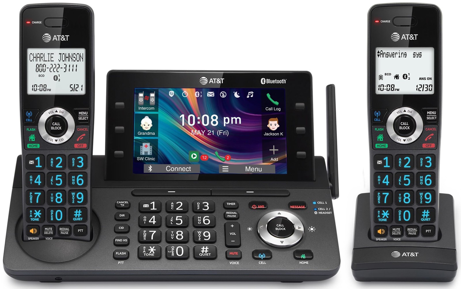 Cordless Phone 2 Handset DECT 6.0 5 Display Bluetooth AT&T DLP73290