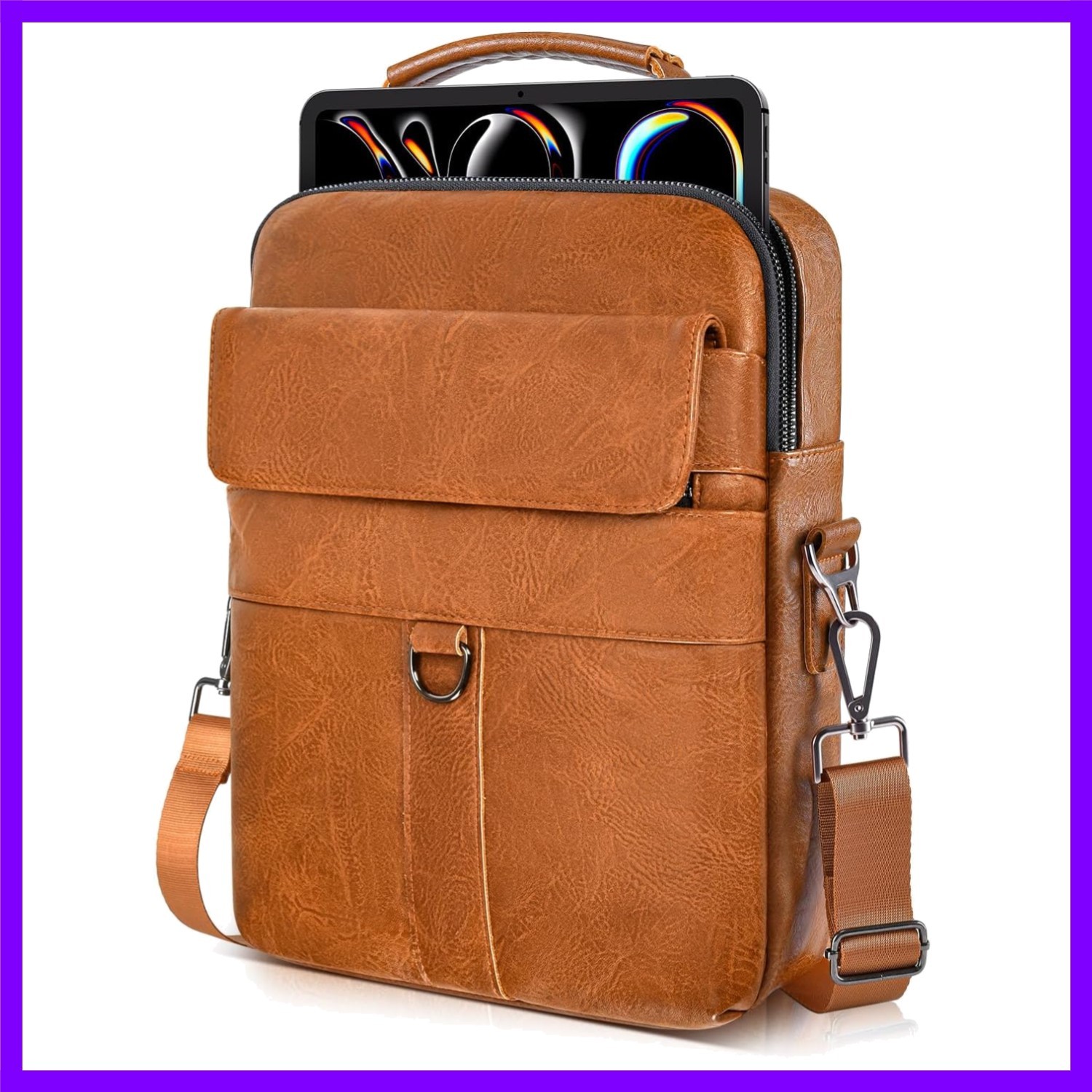 13 Inch Laptop Shoulder Bag Leather Carrying Case for Macbook Air 13" M5 M4 M...